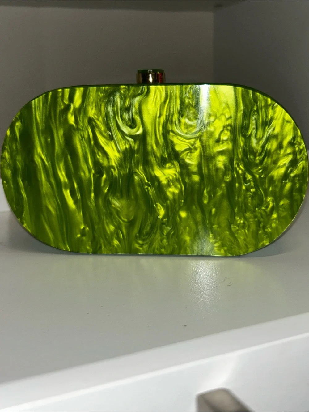 Urban Expressions Lime Green Oval Acrylic Crossbody Clutch